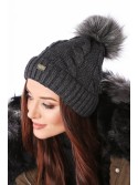 Women\'s winter braided hat, graphite C52 - Online store - Boutique